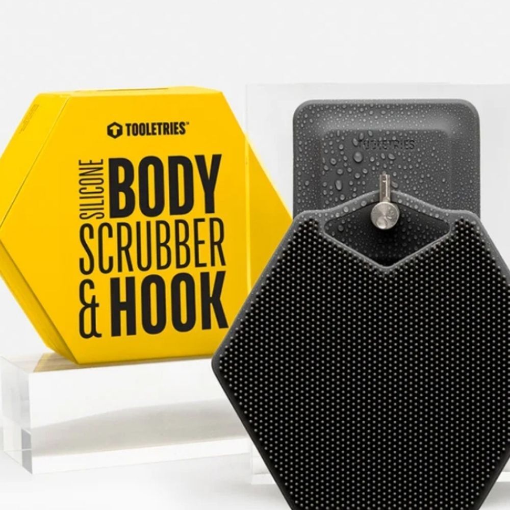 Tooletries Silicone Body Scrubber & Hook - Black